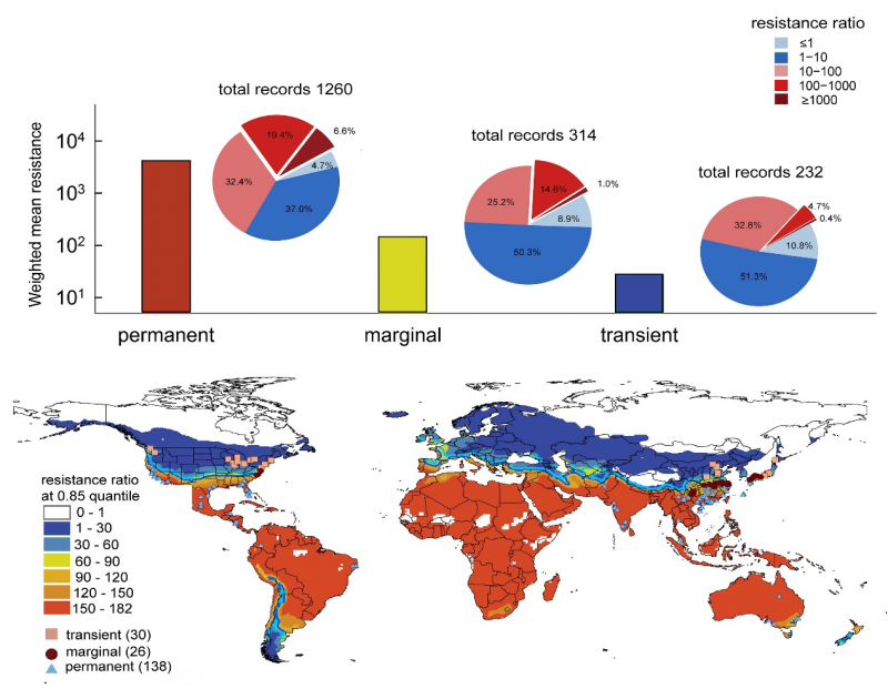 中國農(nóng)科院植保所發(fā)現(xiàn)氣候變化可通過擴(kuò)大越冬區(qū)范圍加劇害蟲的抗藥性